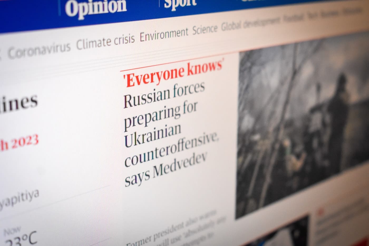 a computer screen with a news page on it